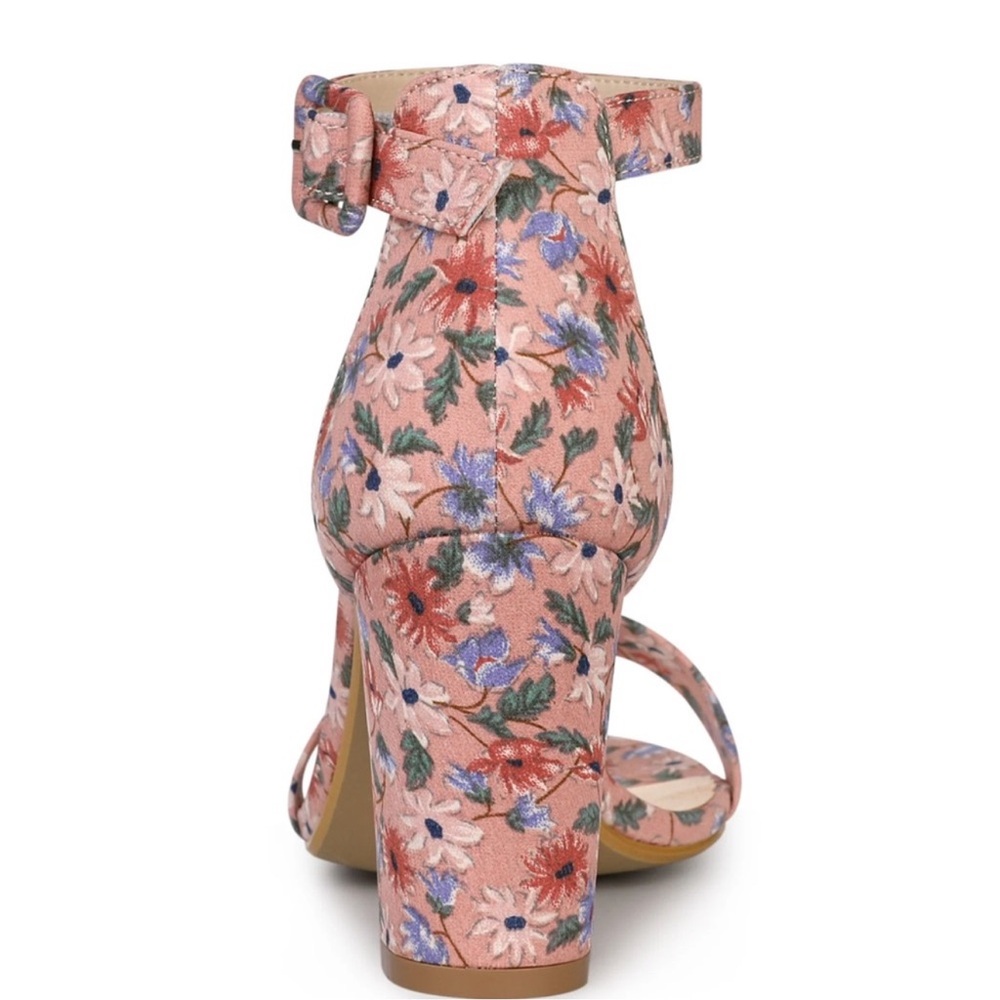 Allegra K Pink Floral Heels - Picture 4 of 5